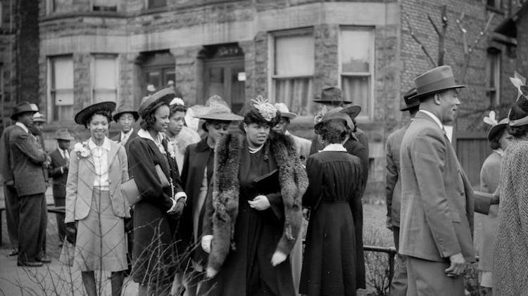 Black-and-white historical photograph from Edwin Rosskam's 1941 South Side Chicago series; exact scene details to be confirmed in production.