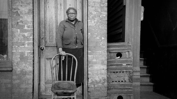 Black-and-white historical photograph from Edwin Rosskam's 1941 South Side Chicago series; exact scene details to be confirmed in production.